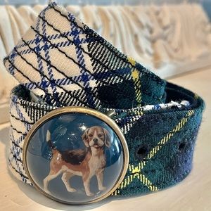 J CREW Plaid Beagle Hunting Hound Belt, 100% Wool, Size S